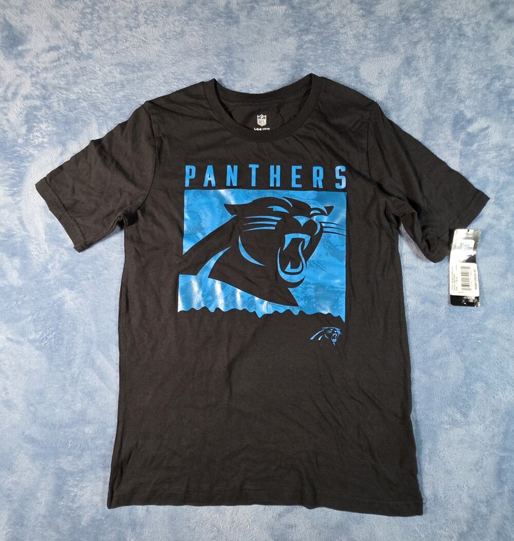 Carolina Panthers NFL Youth Large 14/16 T Shirt Black Double Sided NWT